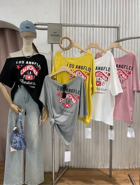 Wide Neck Casual Printed T-Shirts